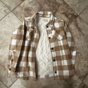 Tan and white shacket  youth size L